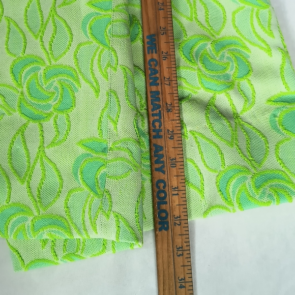 60s 70s Lime Green Flower Power Mod Retro GoGo Union Label Mini Dress Costume - Picture 10 of 10